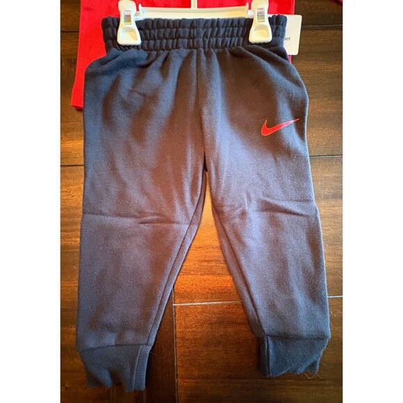 Nike Boys Two-Piece Set Red Long-Sleeve Shirt & Blue Pants Logo Swoosh - Picture 4 of 10